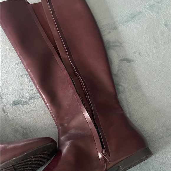 Women's Tall Faux Leather Boots in Burgundy - Picture 2 of 3